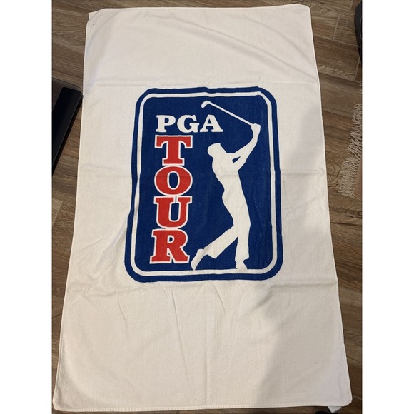 Other - PGA Tour Vintage White Beach Bath Towel Golf Open Logo Blue Red Thick‎ Large